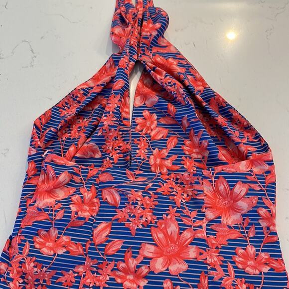 Badgley Mischka Belle Badgley Mischka Floral Halter Top Dress Size Women's 2 - Picture 3 of 6